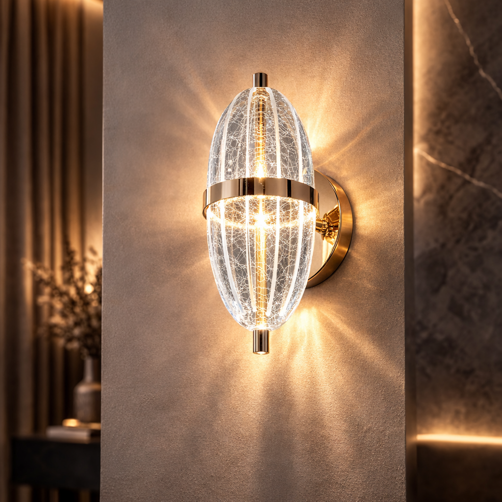 Дизайнерське LED бра золотого кольору Oval Golden Glow (B1759)