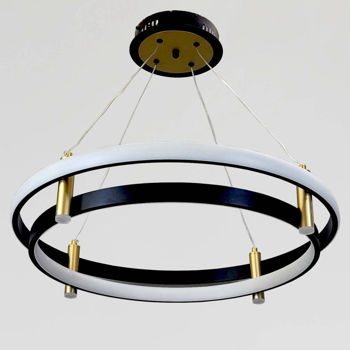 Підвісна LED-люстра 60 см до 20м² чорна орбіта 100W (3016/600BK+GD)