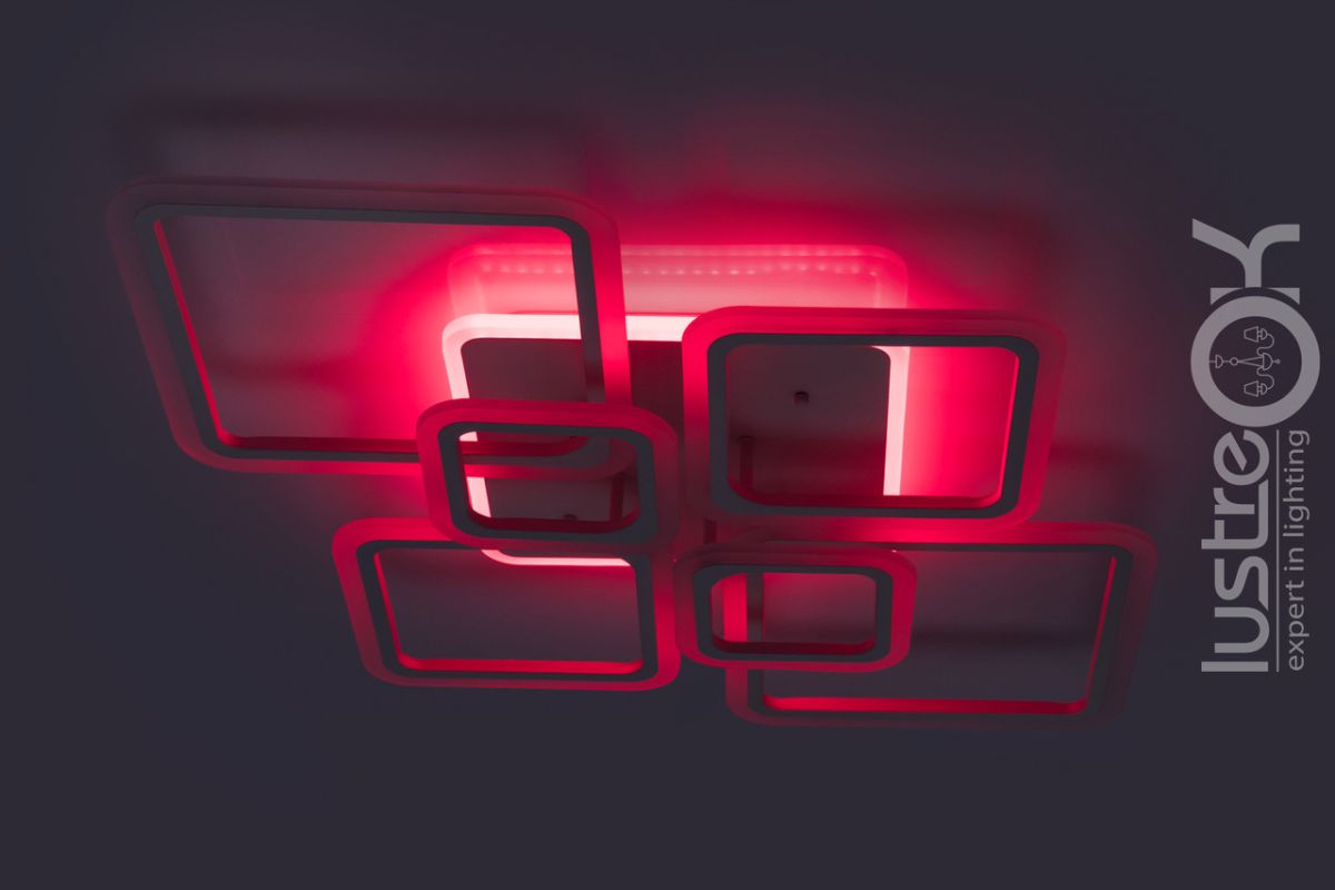 Led люстра у білому корпусі до 25 м²  форма ромби 150Wt (1140/6WT)