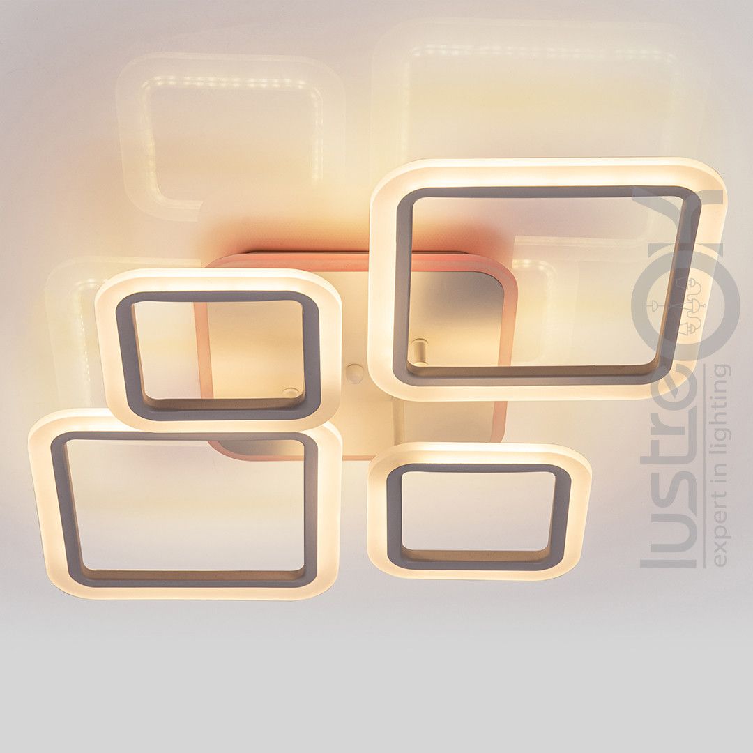 Світлодіодна Led люстра до 16 м² ромби 62 Вт з пультом керування (A8060/2+2WH LED 3color)