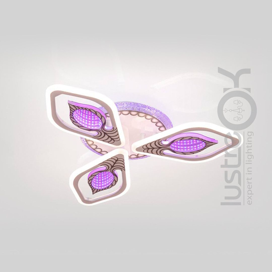 Світлодіодна LED люстра до 15м² на 87W з пультом та RGB-підсвіткою основи  (VK28953-3 TL WH)