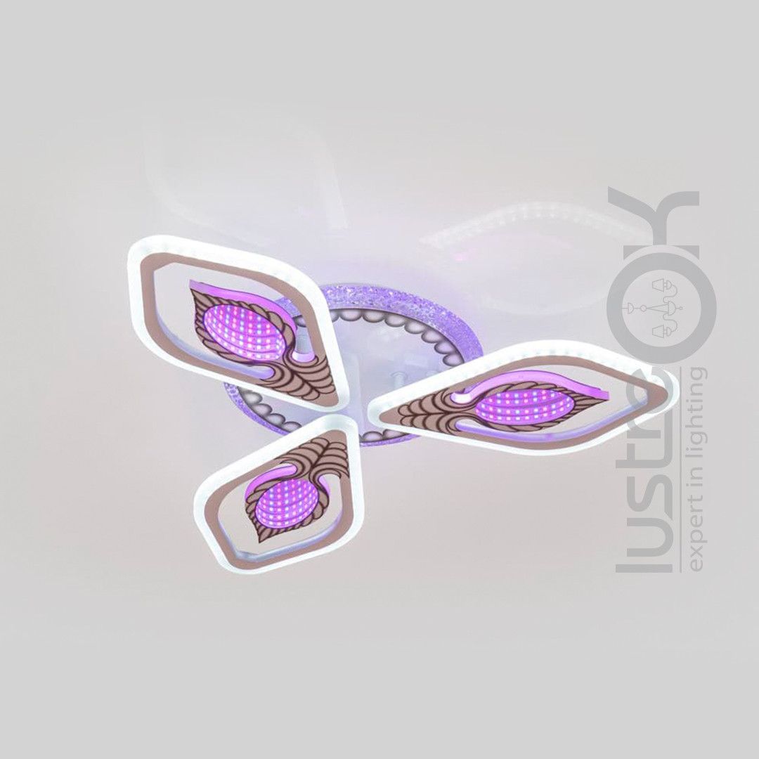Світлодіодна LED люстра до 15м² на 87W з пультом та RGB-підсвіткою основи  (VK28953-3 TL WH)