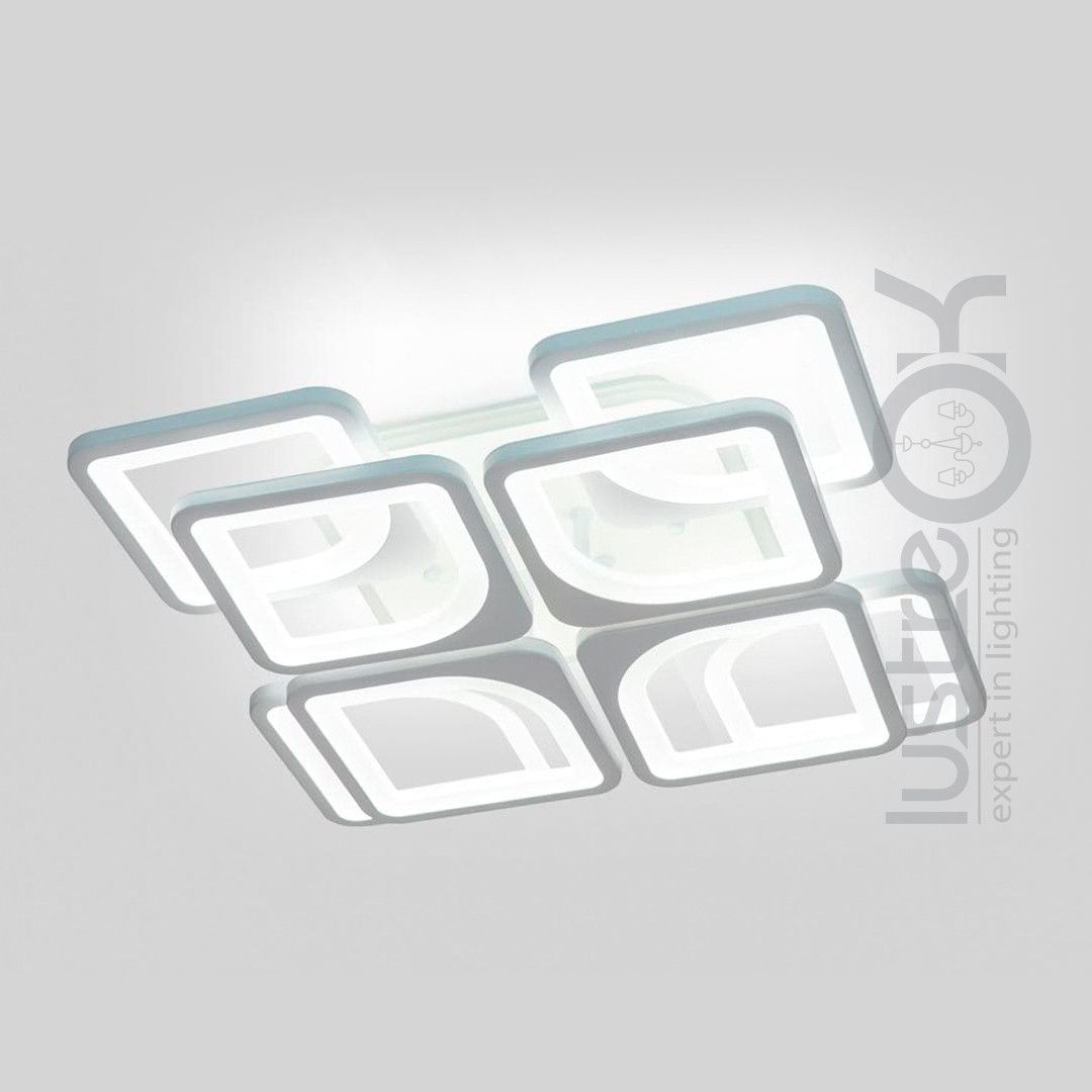Светодиодная Led люстра с пультом 192 Вт квадратная форма до 20 м² 1133/4+4 WH