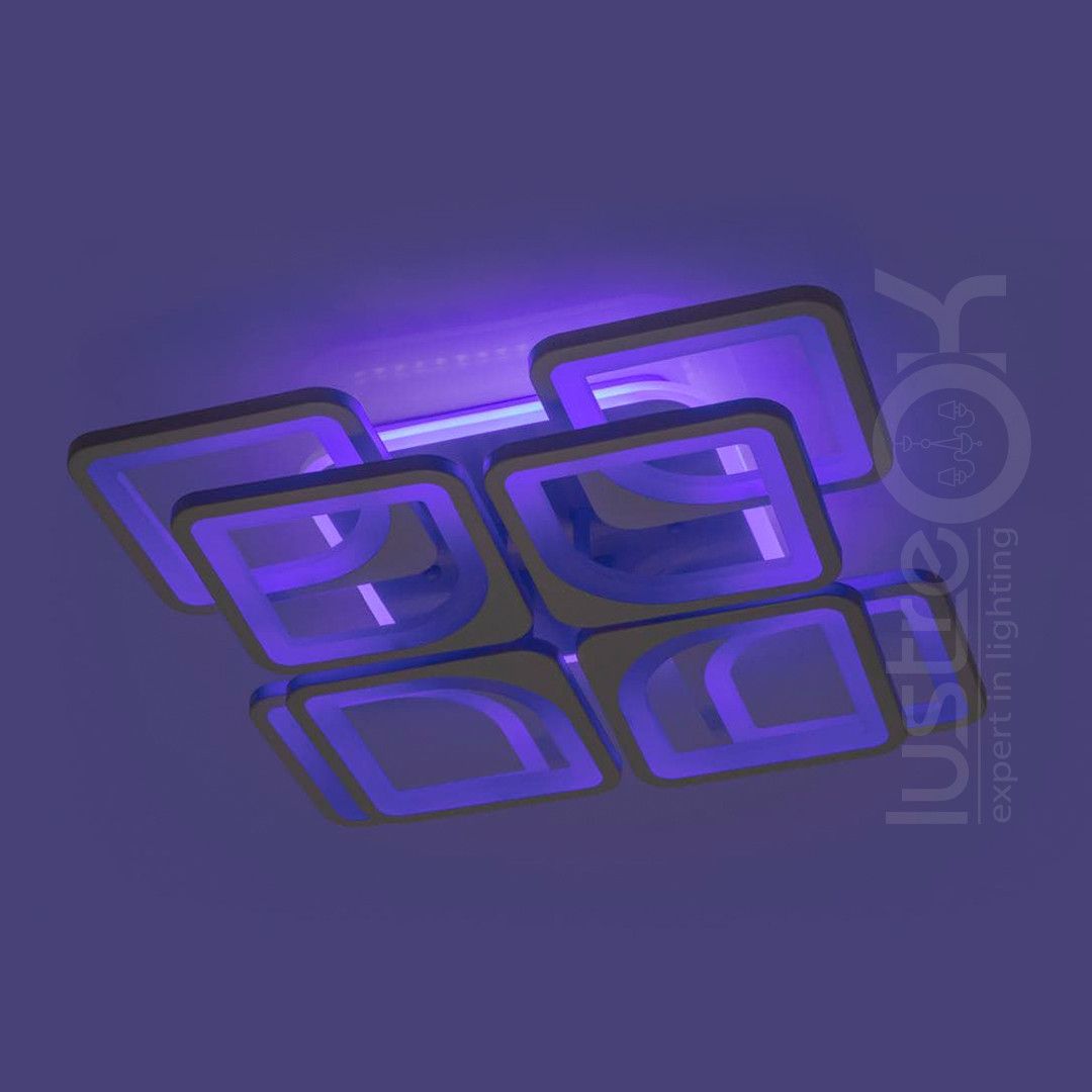Светодиодная Led люстра с пультом 192 Вт квадратная форма до 20 м² 1133/4+4 WH