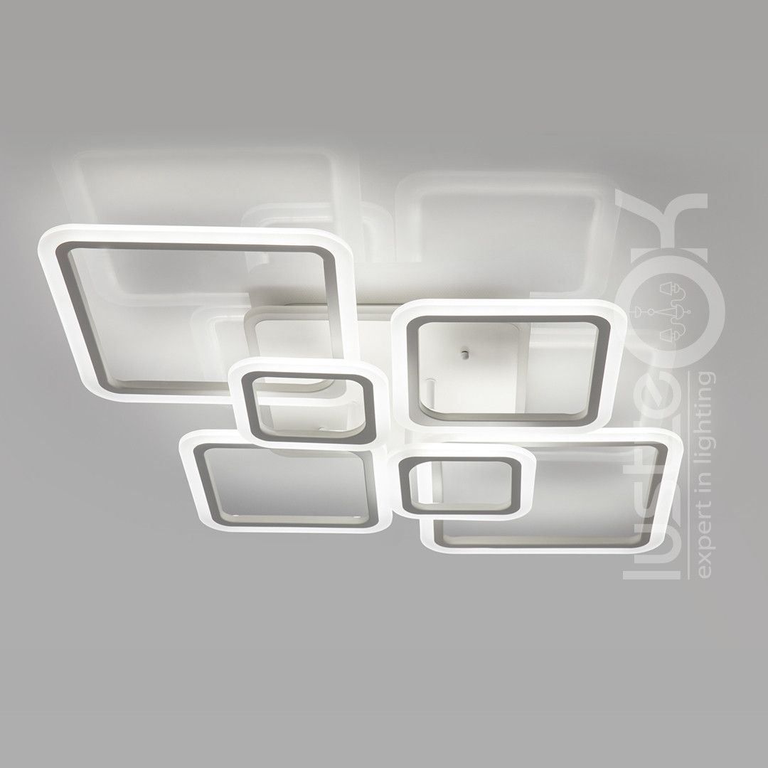 Led люстра у білому корпусі до 25 м²  форма ромби 150Wt (1140/6WT)
