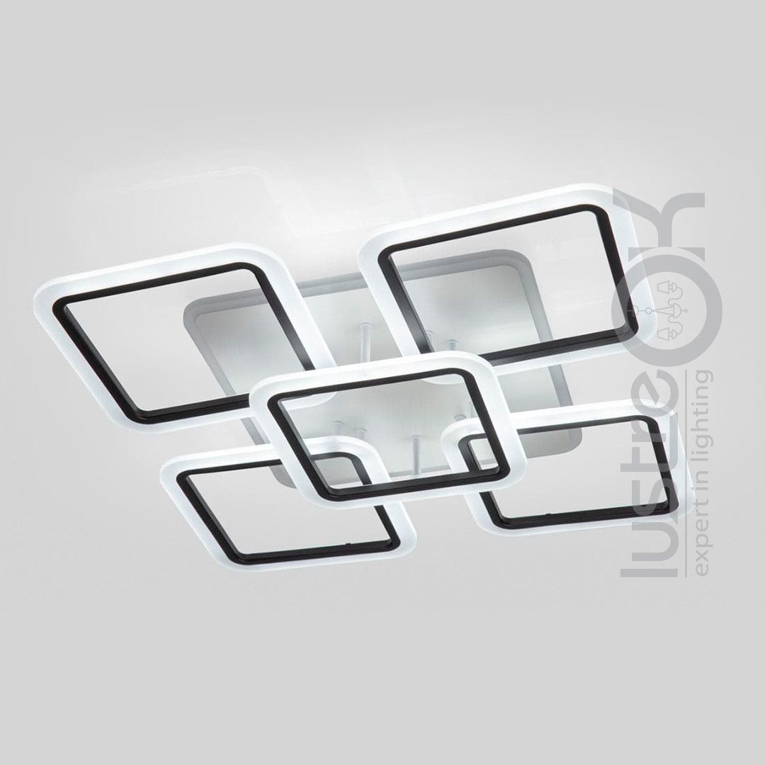 Потужна LED люстра  до 20 м²  для вітальні з пультом120W (A8060/4+1 Bk LED 3color)