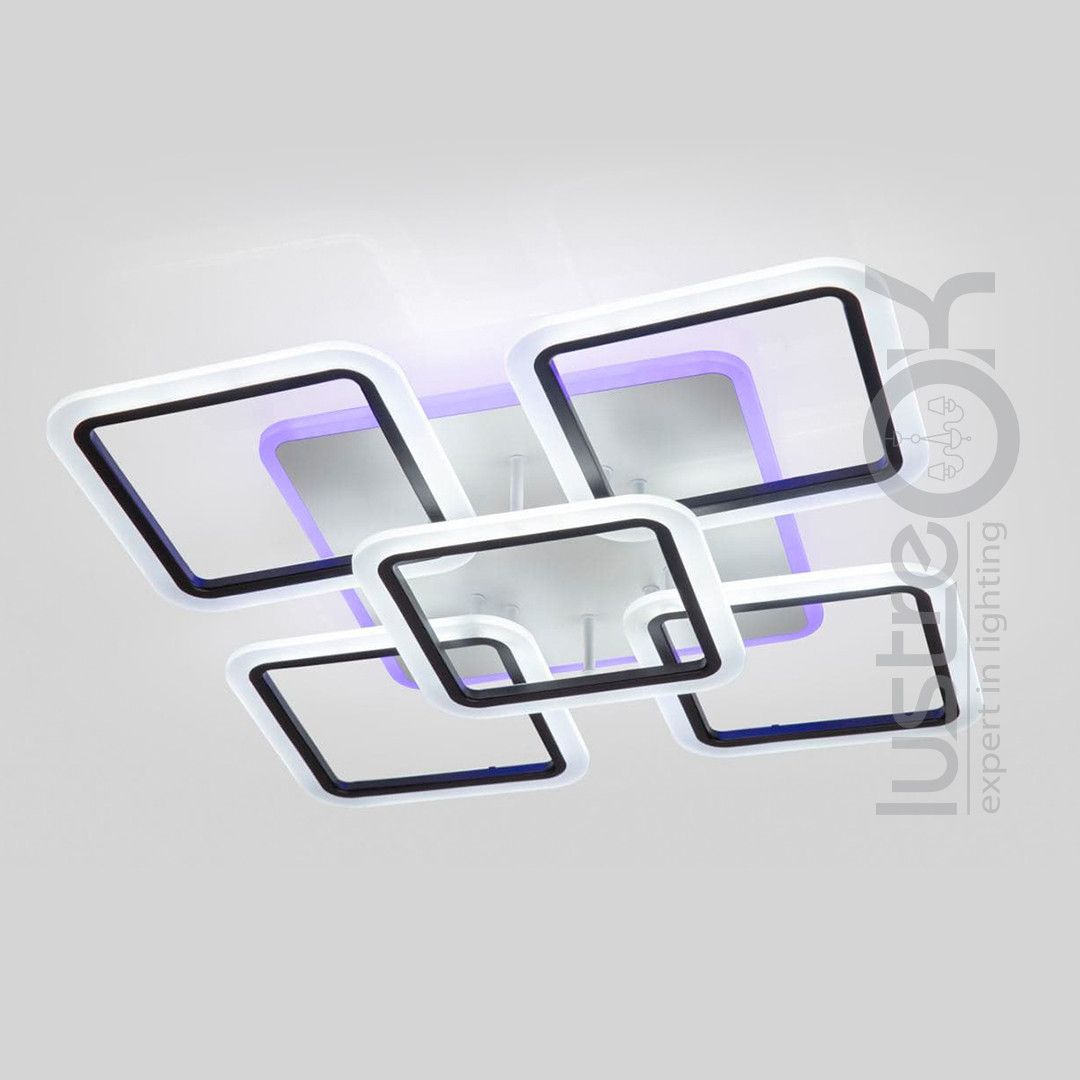 Потужна LED люстра  до 20 м²  для вітальні з пультом120W (A8060/4+1 Bk LED 3color)