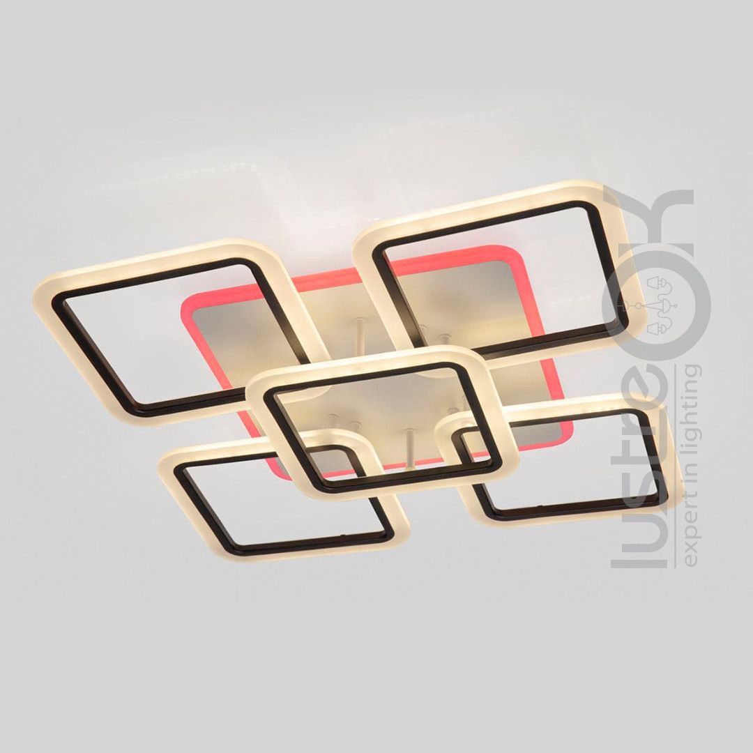 Потужна LED люстра  до 20 м²  для вітальні з пультом120W (A8060/4+1 Bk LED 3color)