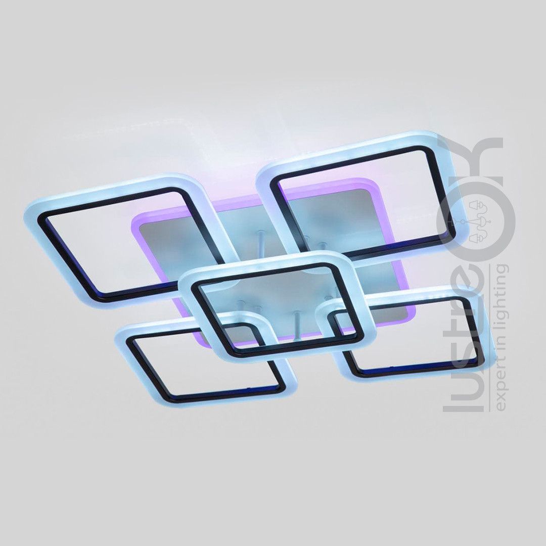 Потужна LED люстра  до 20 м²  для вітальні з пультом120W (A8060/4+1 Bk LED 3color)