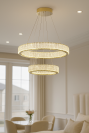 Кришталева Led люстра 2 кільця на 159 Wt кімнату до 30м² (24262/800+500GD)