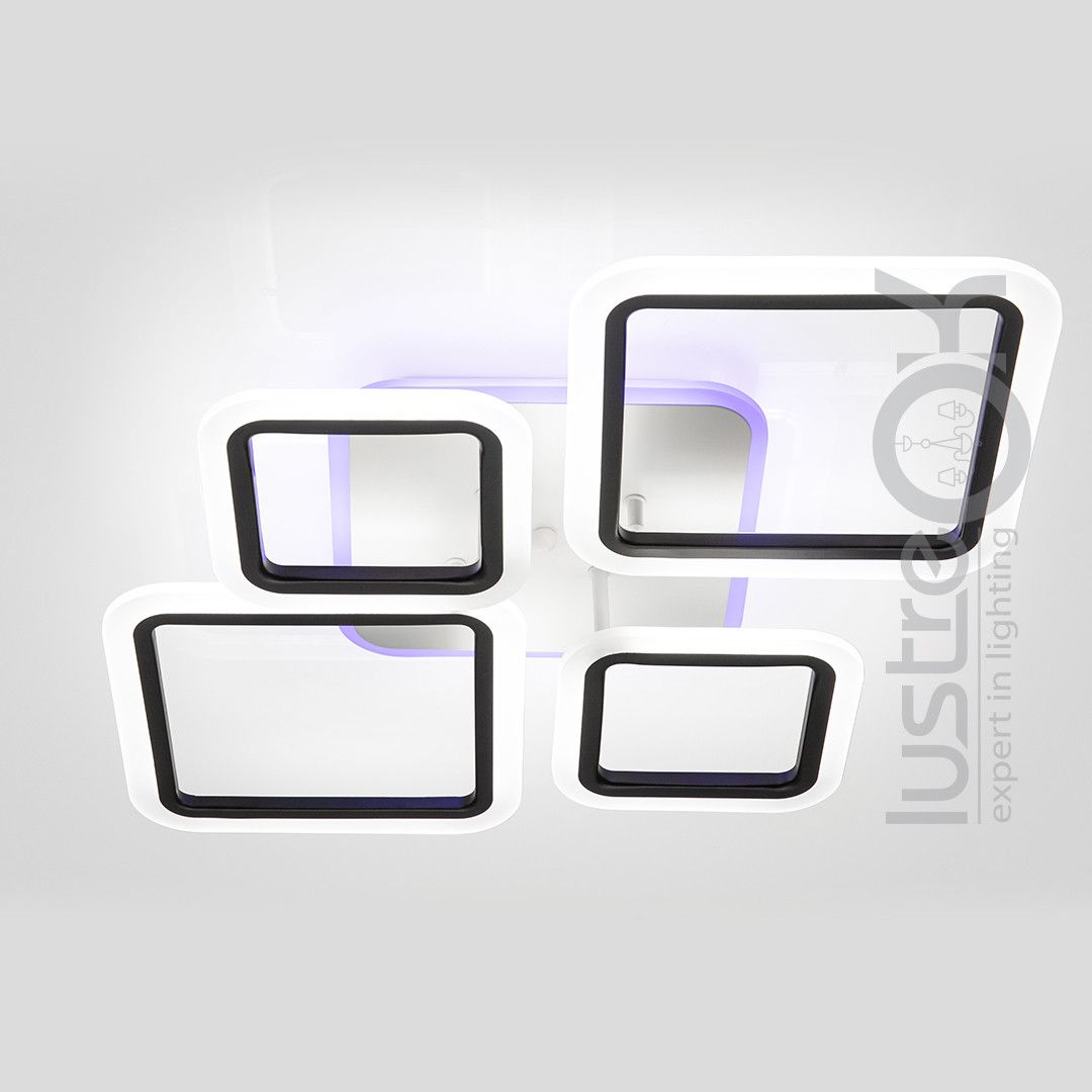 Led люстра 96 Вт с пультом управления до 18 м² Ромбы черно-белая (1127/2+2 Bk)