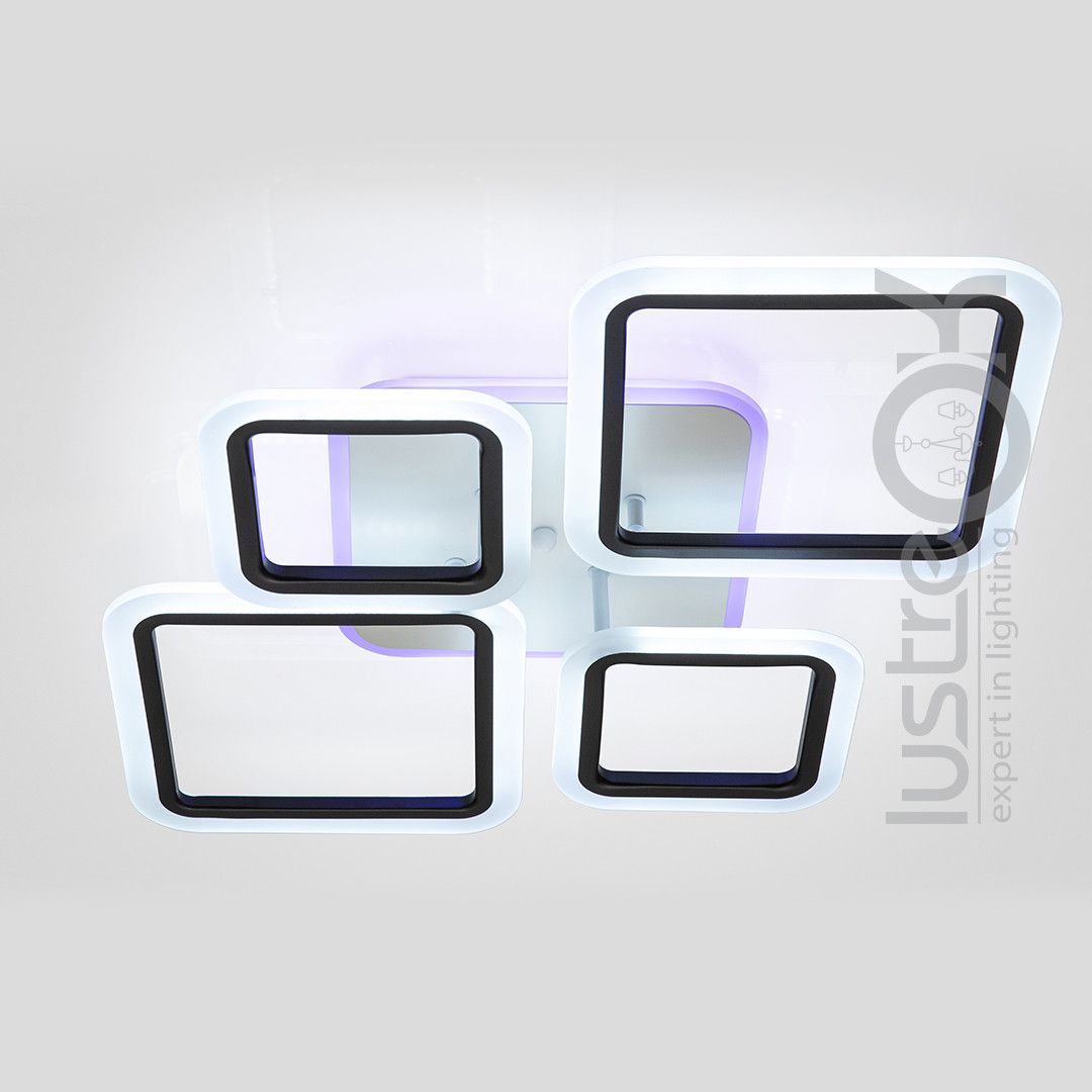 Led люстра 96 Вт с пультом управления до 18 м² Ромбы черно-белая (1127/2+2 Bk)