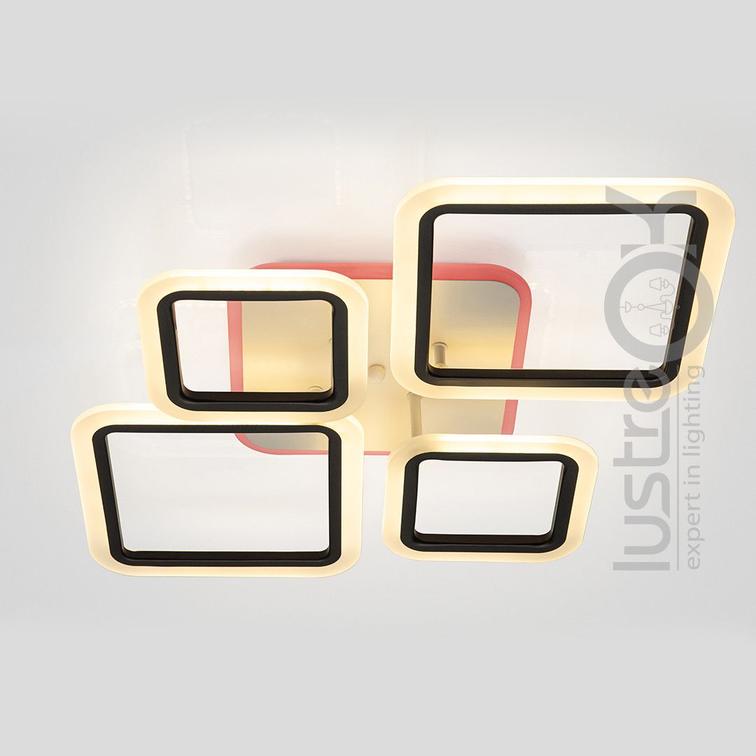 Led люстра 96 Вт с пультом управления до 18 м² Ромбы черно-белая (1127/2+2 Bk)