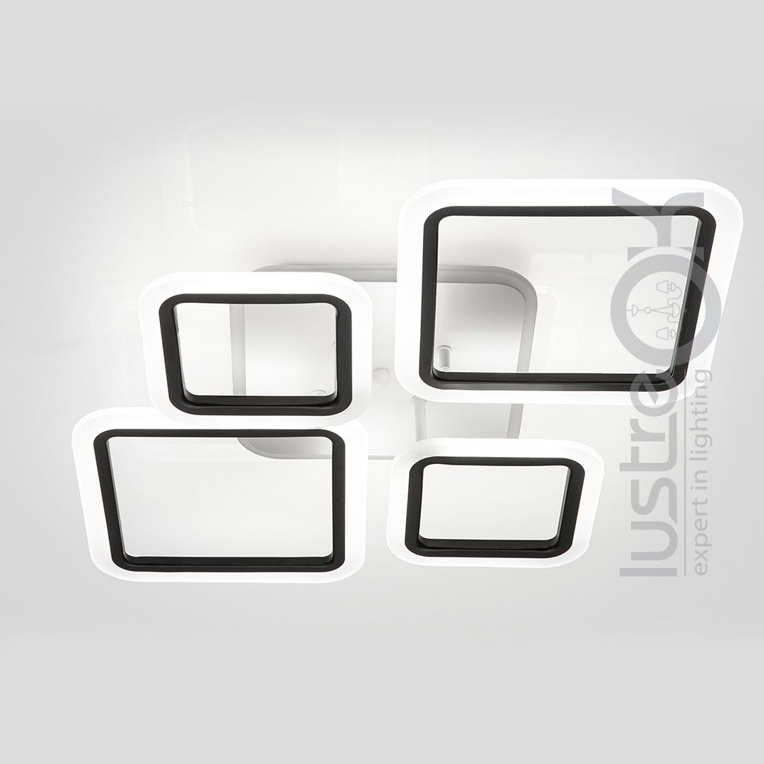 Led люстра 96 Вт с пультом управления до 18 м² Ромбы черно-белая (1127/2+2 Bk)
