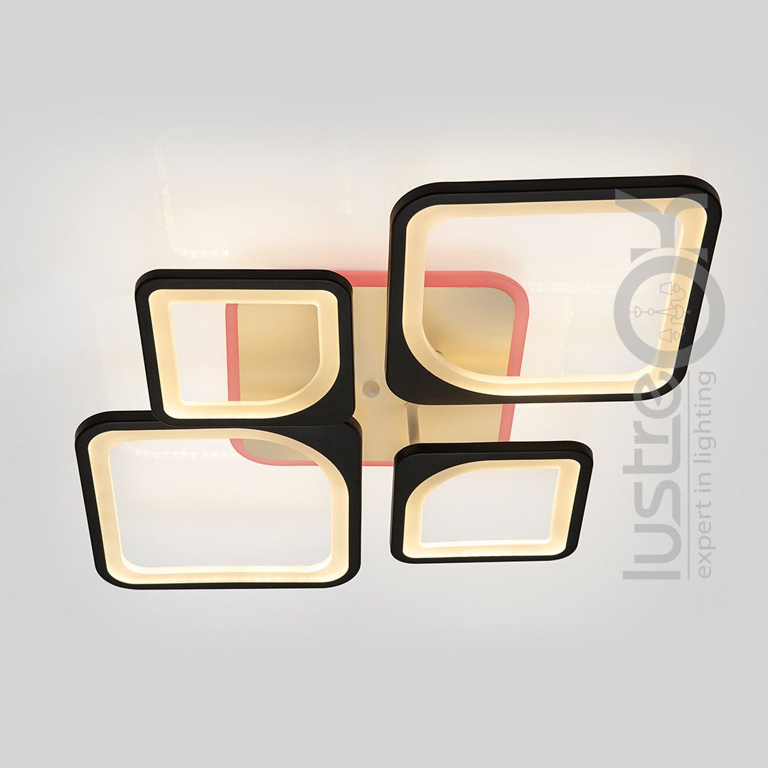 Led люстра 120 Вт з пультом керування до 18 м² чорно-біла (1115/2+2 Bk)