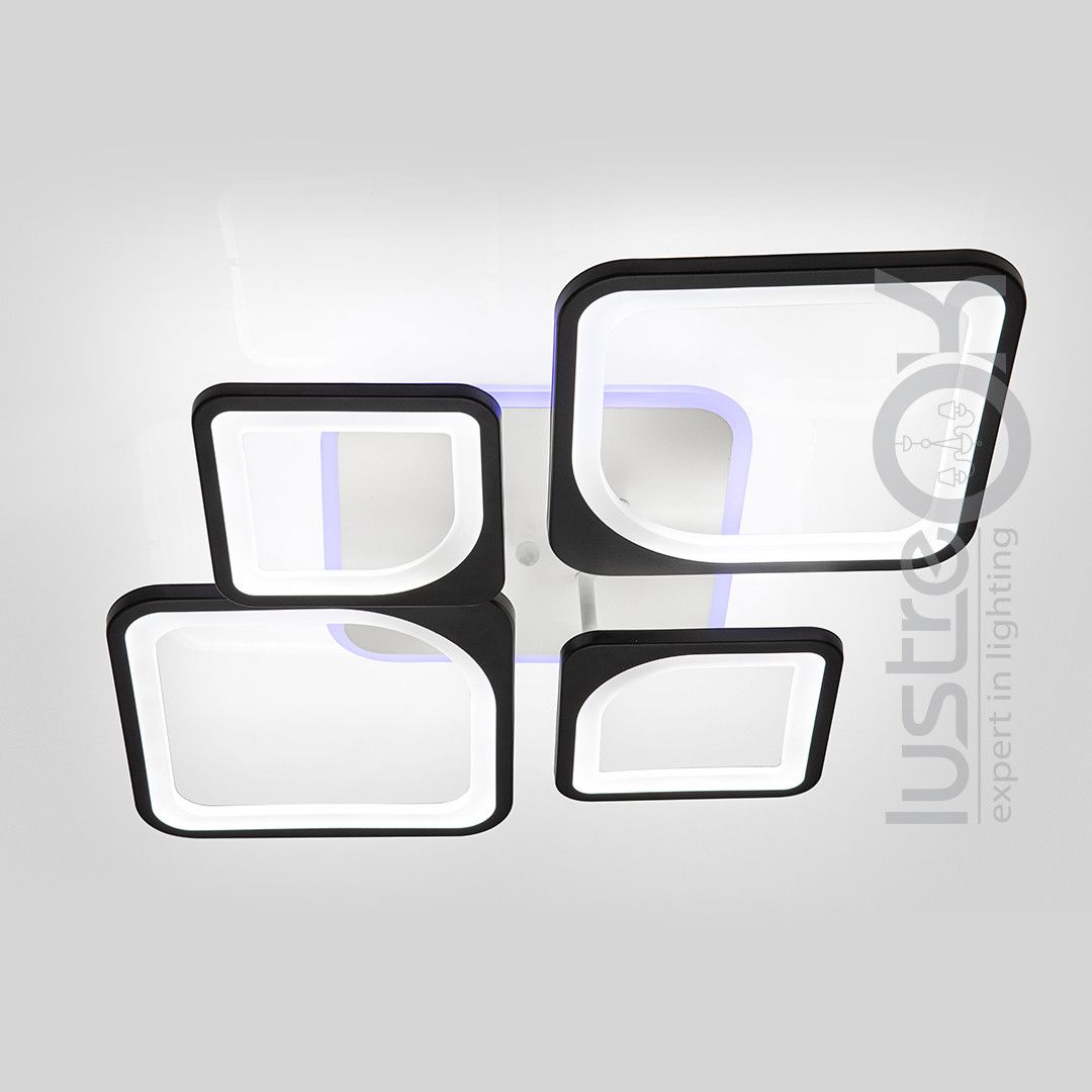 Led люстра 120 Вт з пультом керування до 18 м² чорно-біла (1115/2+2 Bk)