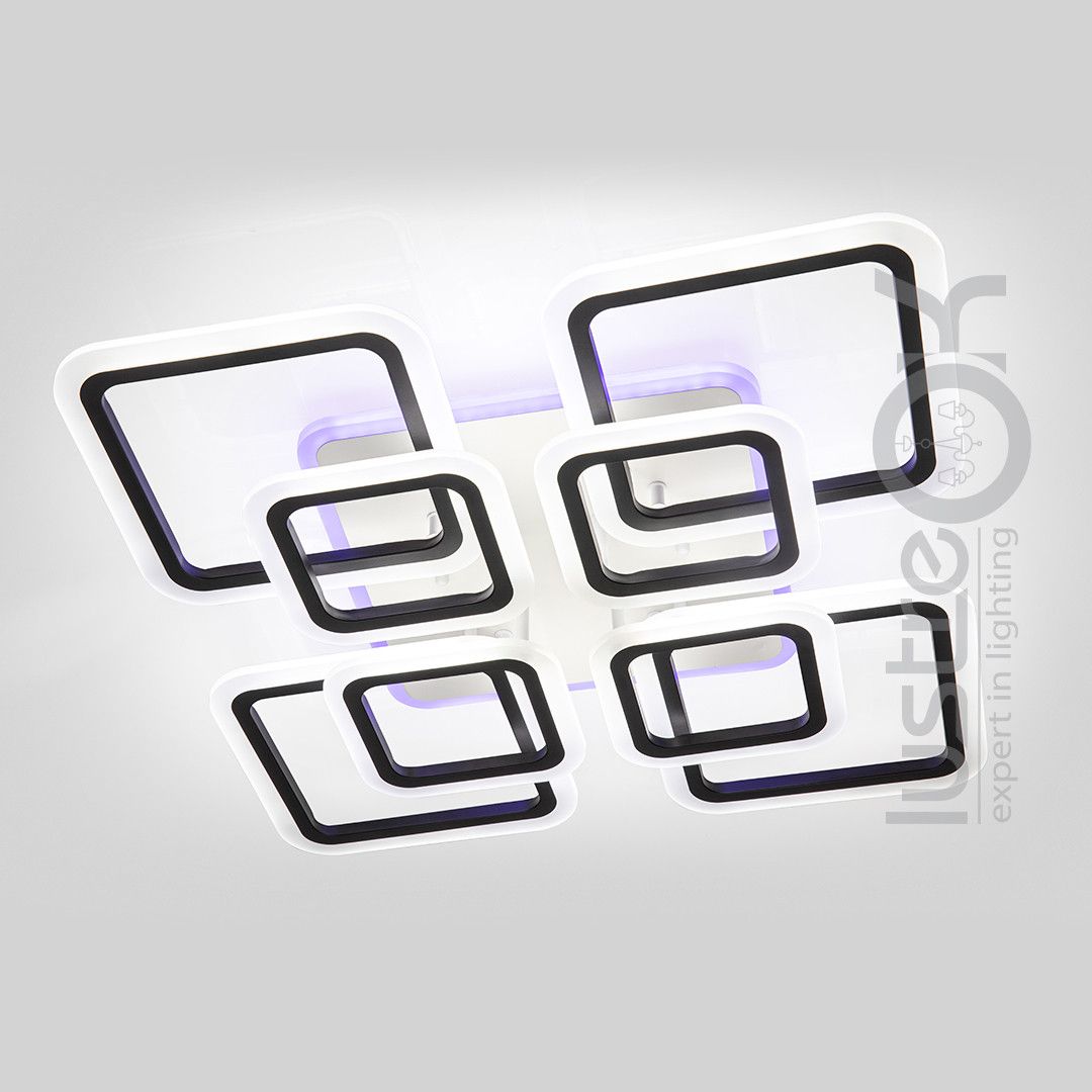 Led люстра квадратной формы до 25 м² с пультом управления 145 Вт Geometry Black (A8060/4+4BK LED 3color)