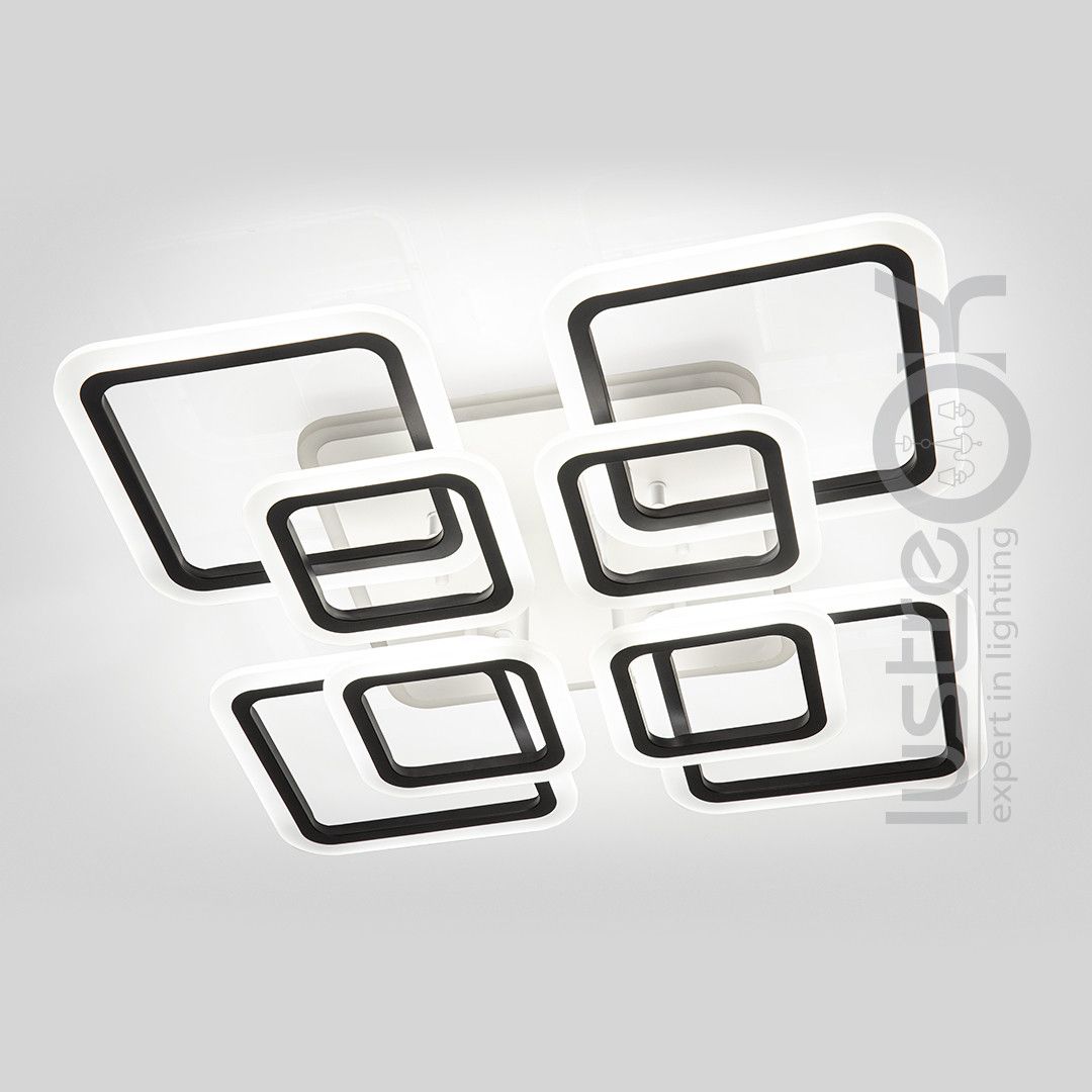 Led люстра квадратной формы до 25 м² с пультом управления 145 Вт Geometry Black (A8060/4+4BK LED 3color)