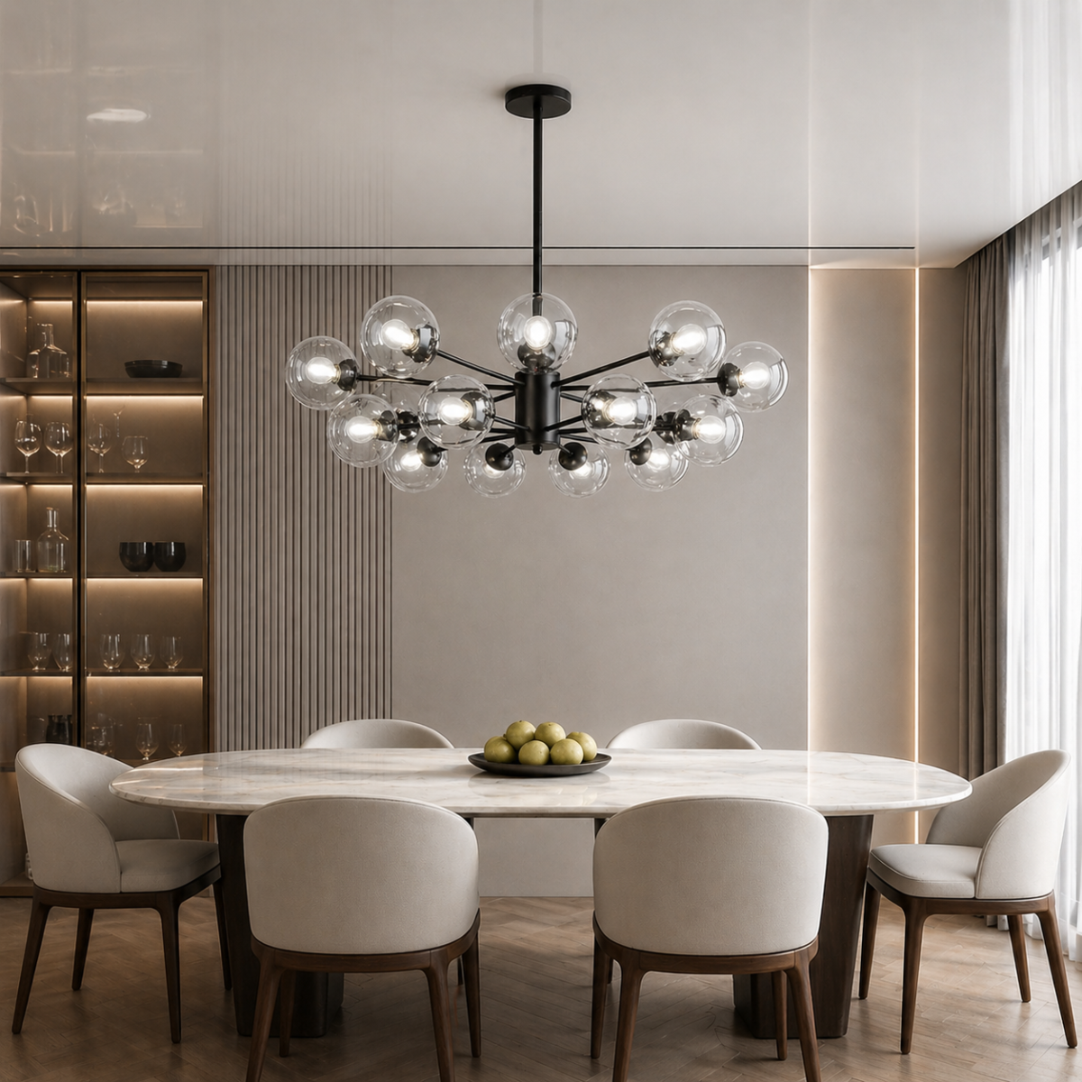 Люстра на 16 плафонів у чорному корпусі Black Crystal Bubble Sputnik Chandelier (7526033-16 BK+CL)