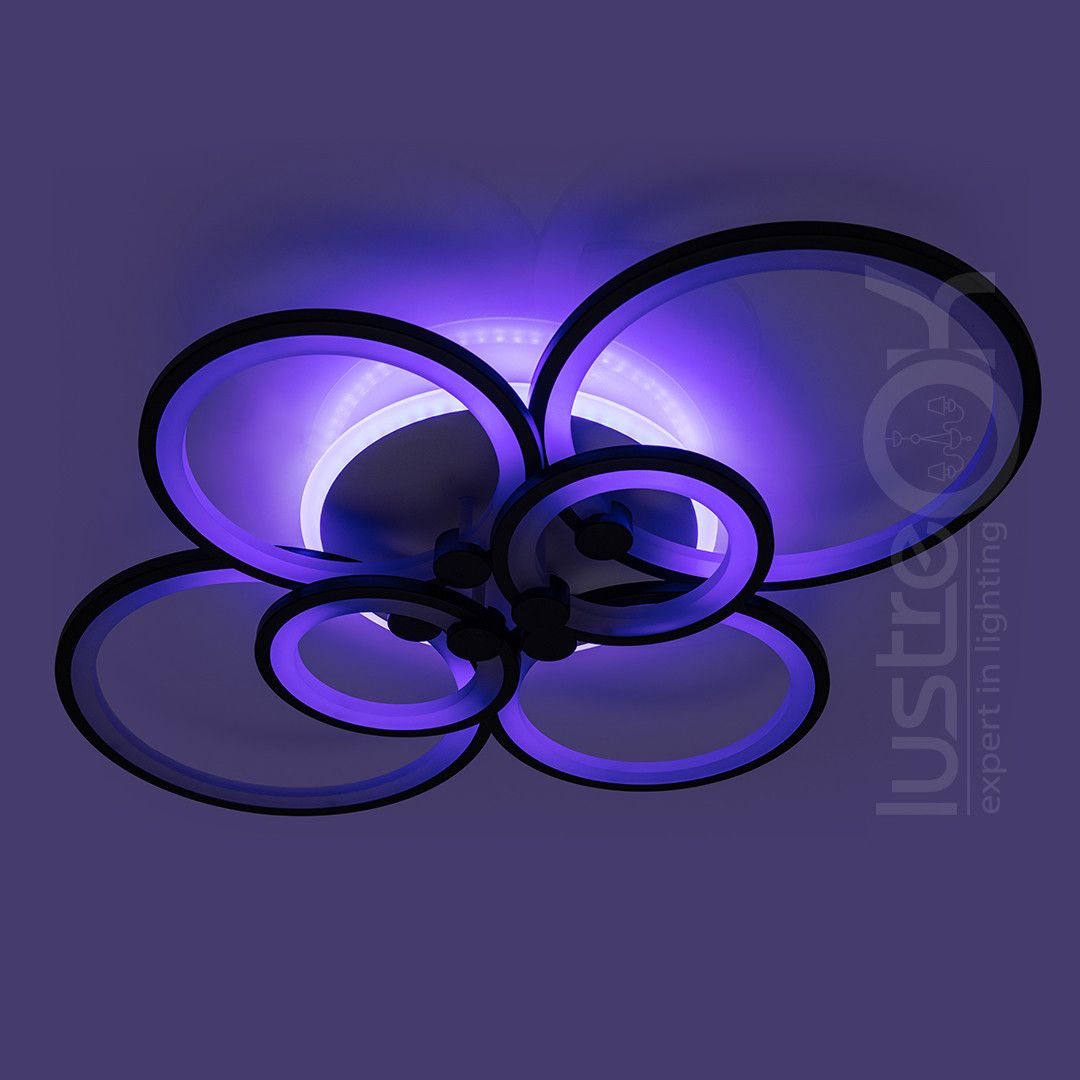Сучасна Led люстра 25 м ² з пультом чорний корпус (1120/6 Bk RGB)