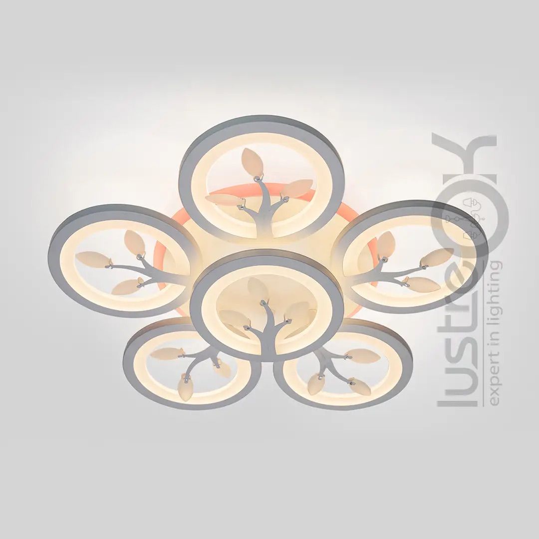 Світлодіодна LED люстра до 18 м²  з пультом  90 Вт (8135/5+1WH LED 3color)