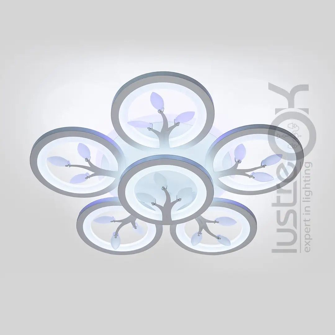 Світлодіодна LED люстра до 18 м²  з пультом  90 Вт (8135/5+1WH LED 3color)