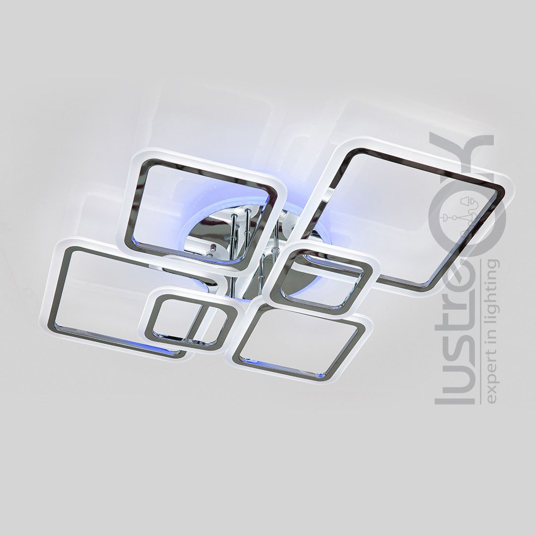 Led люстра 20м² з пультом 115 Wt у сріблі Diasha (A8160/6HR LED 3color)