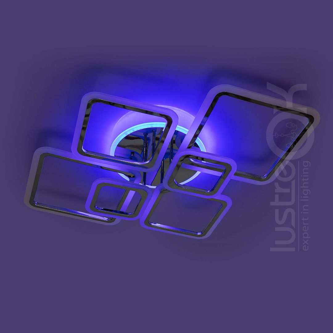 Led люстра 20м² з пультом 115 Wt у сріблі Diasha (A8160/6HR LED 3color)