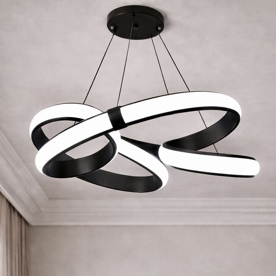 Підвісна led люстра до 20м² чорна спіраль 151 Wt (B5BK)