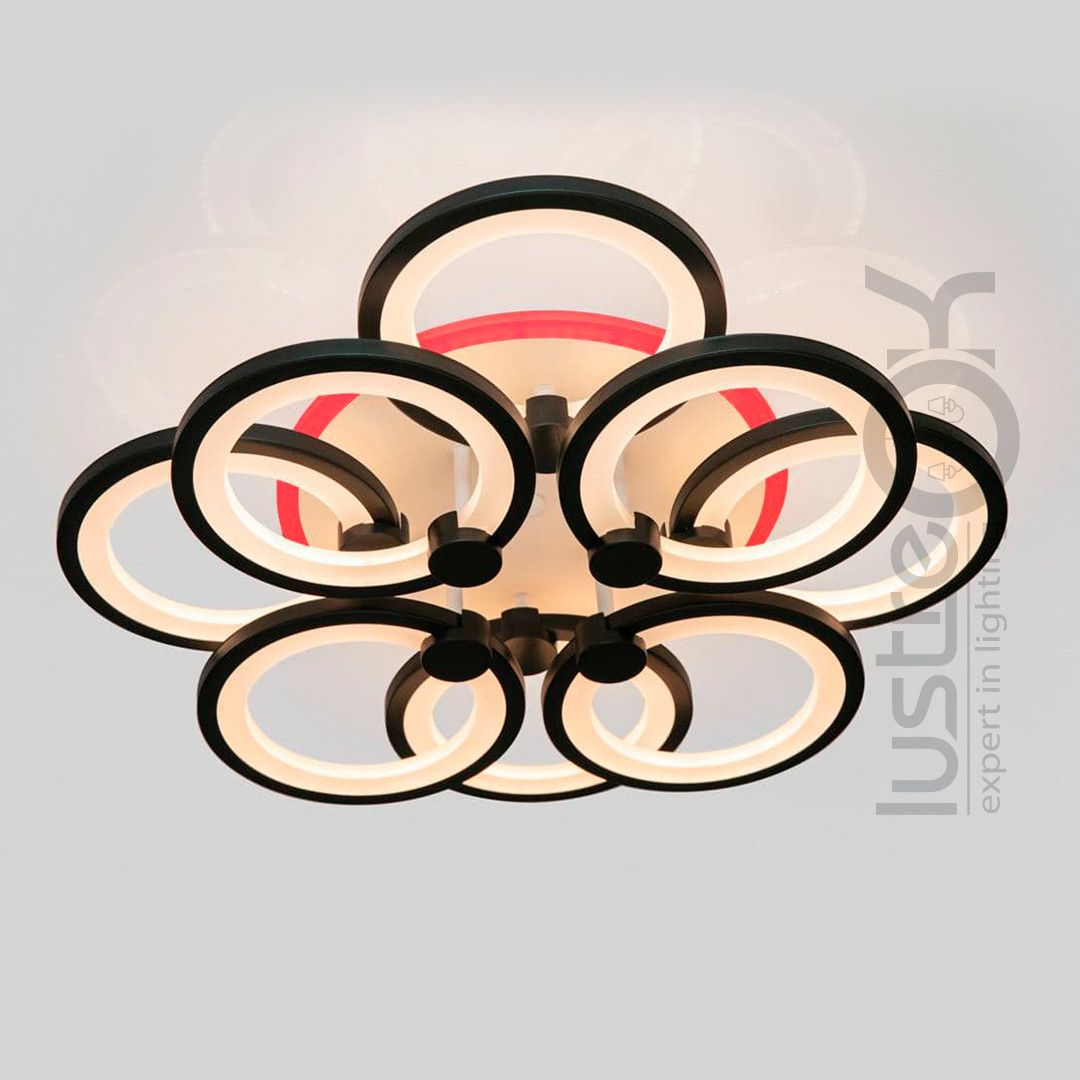 Світлодіодна LED люстра до 20м² для натяжної стелі 150W 8022/4+4 BK