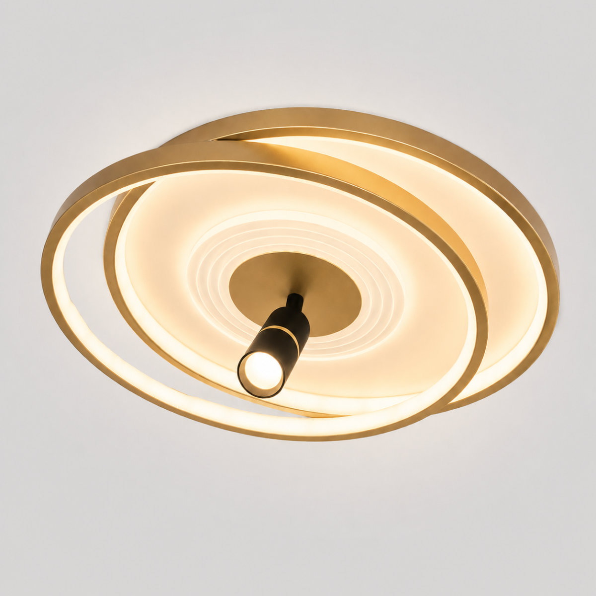 Дизайнерська LED люстра до 16м² з пультом золото білий Orbital Aura Gold & White