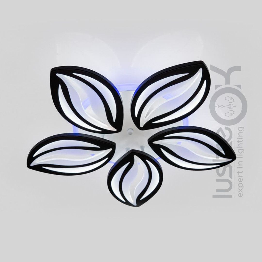 Світлодіодна LED люстрадо 20 м² чорна біла кавові зерна 120W (Floral RGB Black 1141/5 BK)