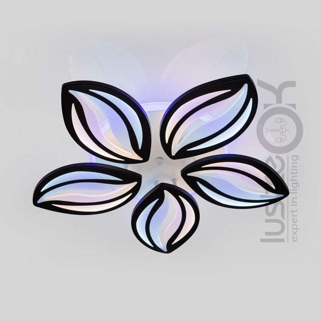Світлодіодна LED люстрадо 20 м² чорна біла кавові зерна 120W (Floral RGB Black 1141/5 BK)
