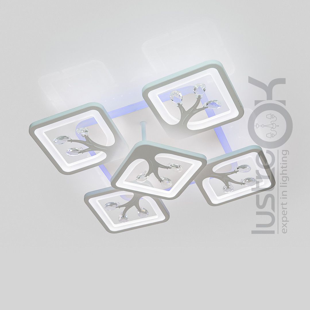 Світлодіодна LED люстра до 18 м²  з пультом 90W (S8157/4+1WH LED 3color)