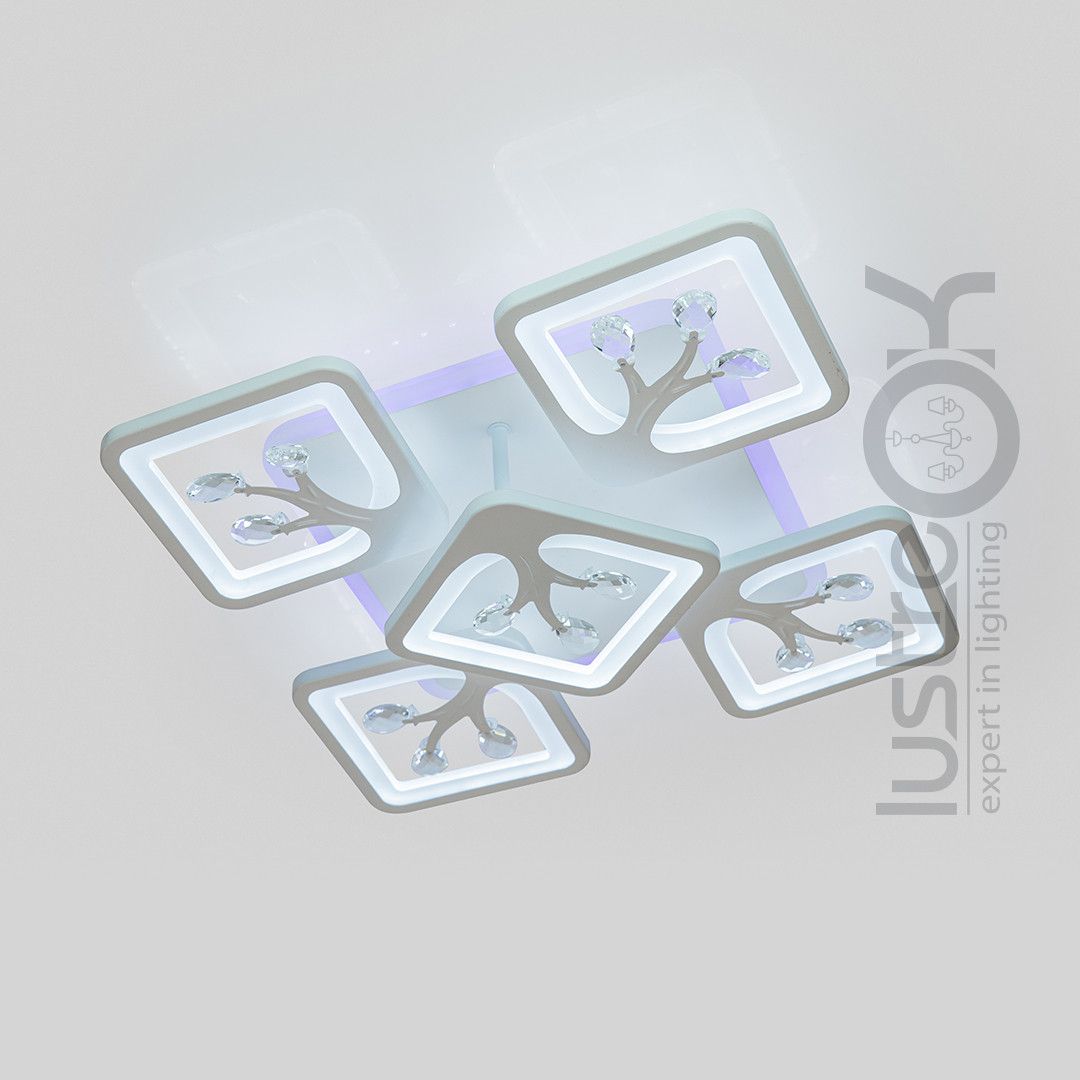 Світлодіодна LED люстра до 18 м²  з пультом 90W (S8157/4+1WH LED 3color)