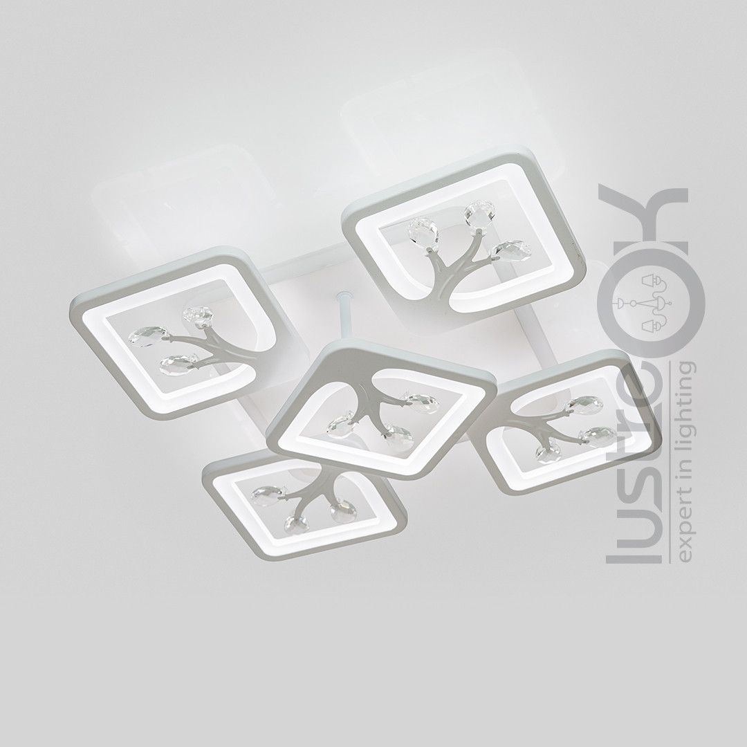 Світлодіодна LED люстра до 18 м²  з пультом 90W (S8157/4+1WH LED 3color)