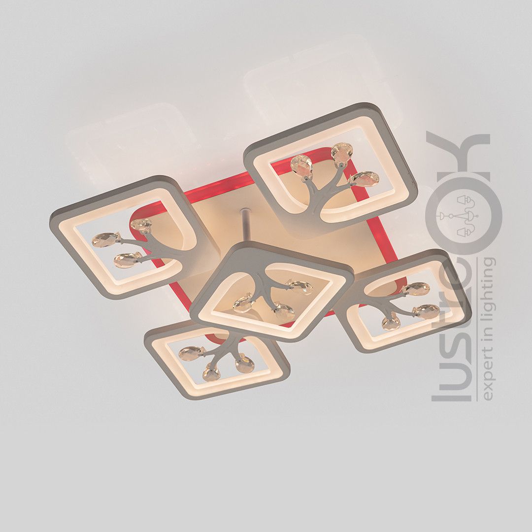 Світлодіодна LED люстра до 18 м²  з пультом 90W (S8157/4+1WH LED 3color)