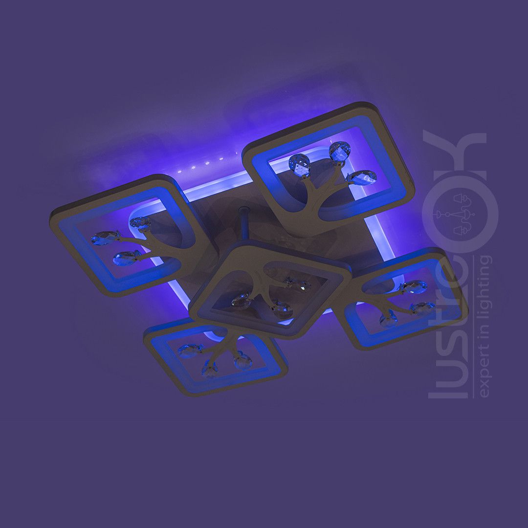 Світлодіодна LED люстра до 18 м²  з пультом 90W (S8157/4+1WH LED 3color)