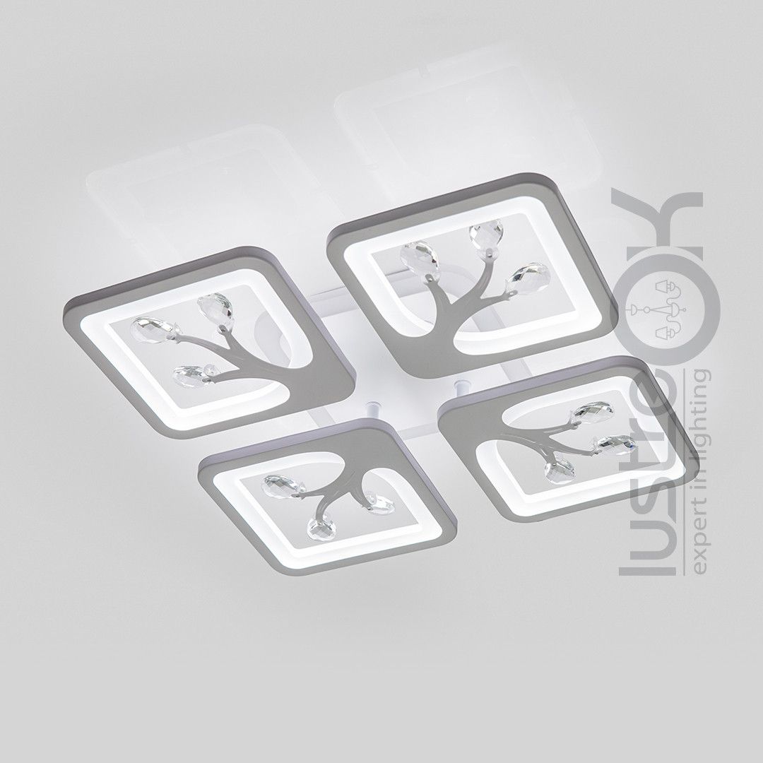 Світлодіодна LED люстра  до 15 м² з пультом керування 85W (S8157/4WH LED 3color)