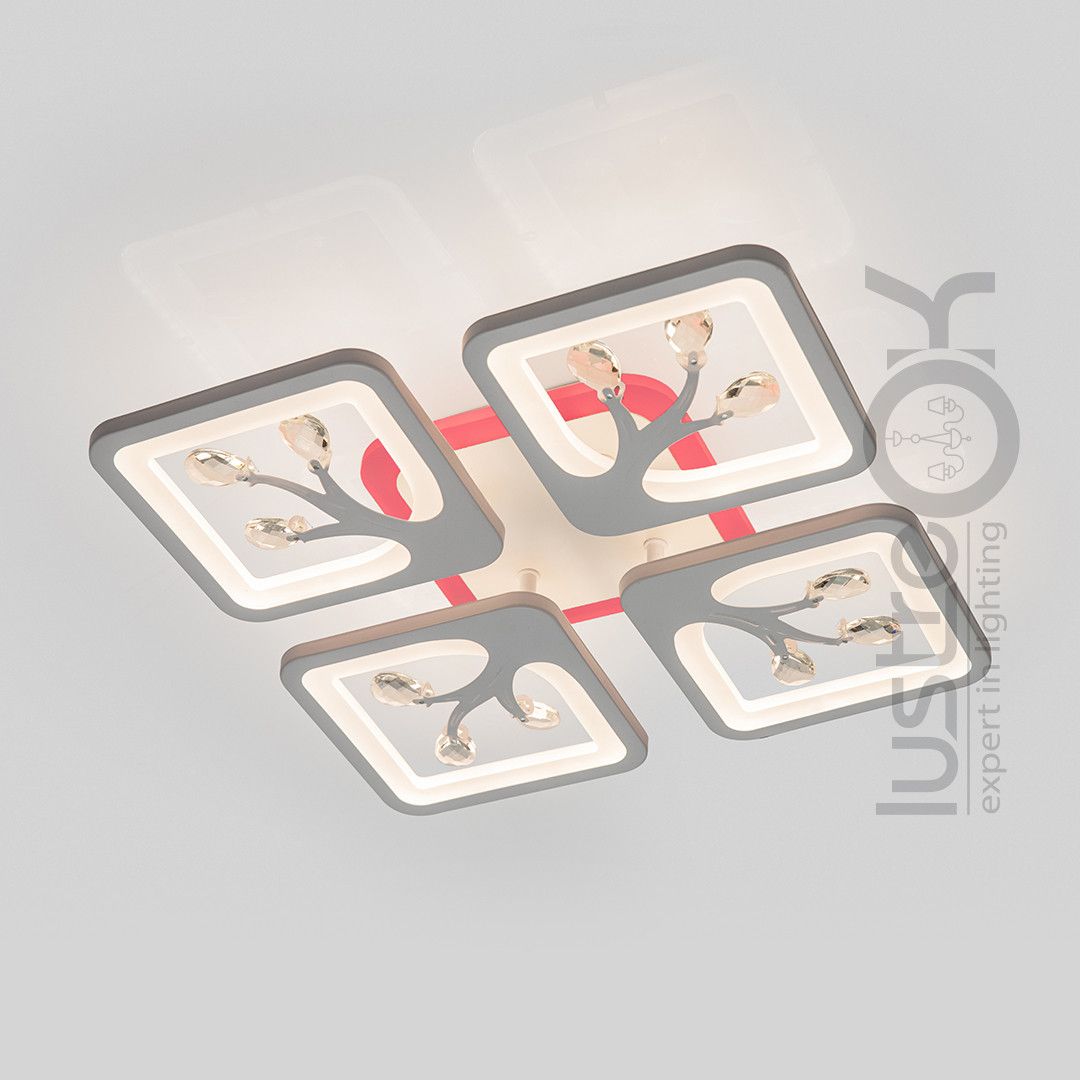 Світлодіодна LED люстра  до 15 м² з пультом керування 85W (S8157/4WH LED 3color)