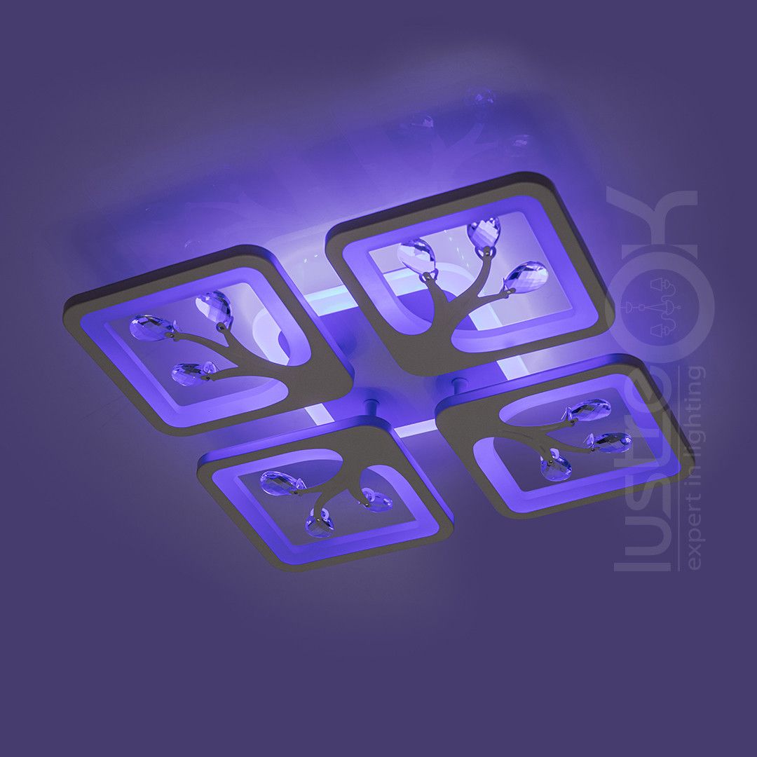 Світлодіодна LED люстра  до 15 м² з пультом керування 85W (S8157/4WH LED 3color)