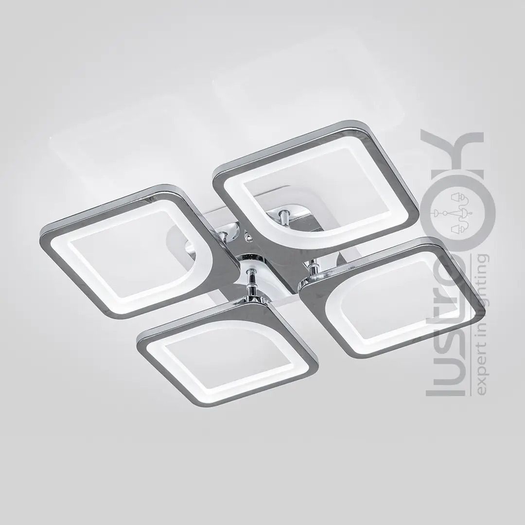 Світлодіодна Led люстра до 15м² колір Хром 80W з RGB підсвіткою та пультом (S8060/4HR LED 3color)