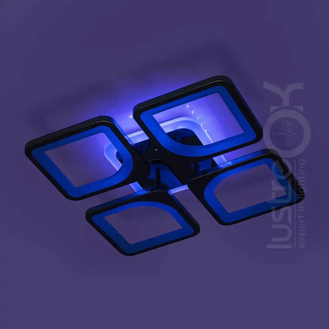 Світлодіодна Led люстра до 15м² колір Хром 80W з RGB підсвіткою та пультом (S8060/4HR LED 3color)