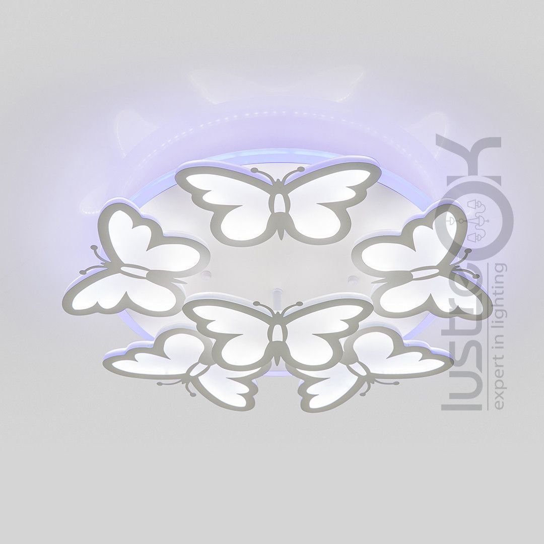 Люстра Led 105W у формі метеликів для дитячої до 18 м² (8067/5+1 LED dimmer)