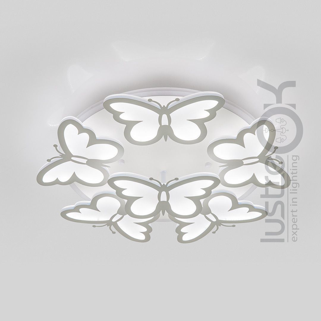 Люстра Led 105W у формі метеликів для дитячої до 18 м² (8067/5+1 LED dimmer)