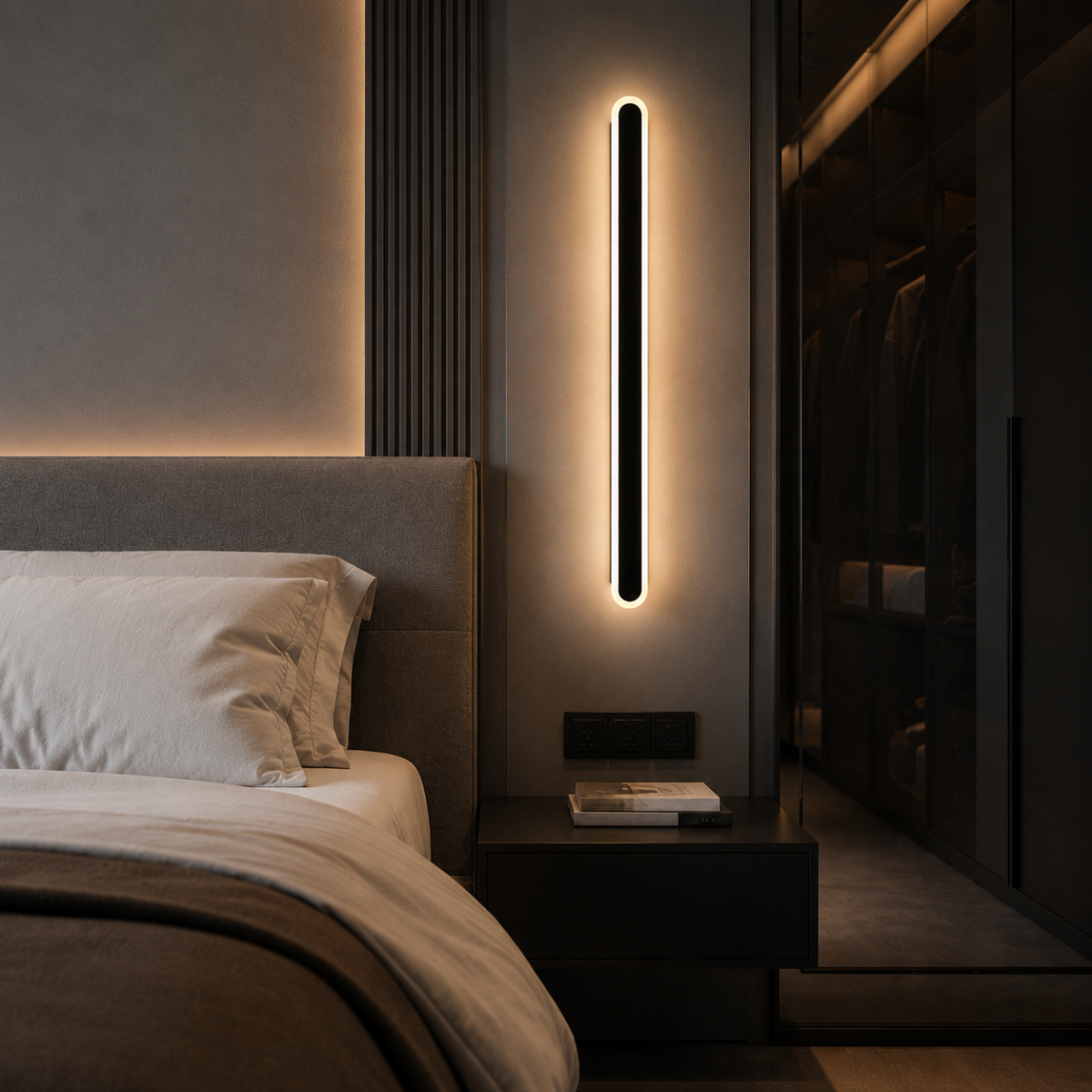 Довге лінійне настінне Led бра 80 смчорного кольору  20W Minimalism Line Black (6334/80BK)