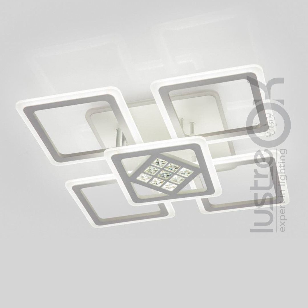 Потужна люстра LED на 18м² з пультом квадратний дизайн (V X6160-5 WT)