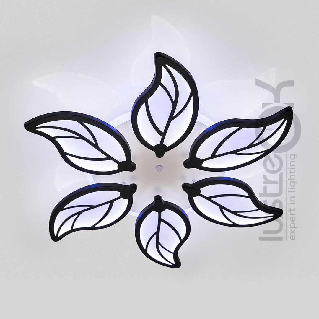 Люстра стельова Led до 18 м² з пультом управління 105 Вт (8028/6BK LED 3color)