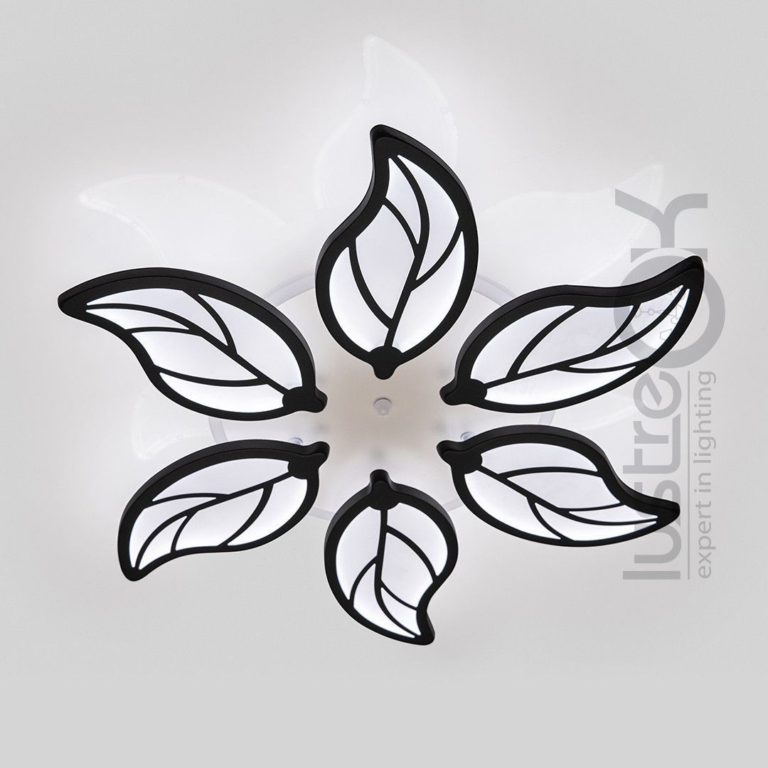 Люстра стельова Led до 18 м² з пультом управління 105 Вт (8028/6BK LED 3color)