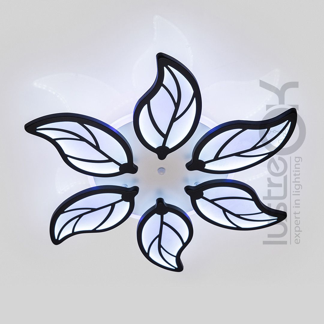 Люстра стельова Led до 18 м² з пультом управління 105 Вт (8028/6BK LED 3color)